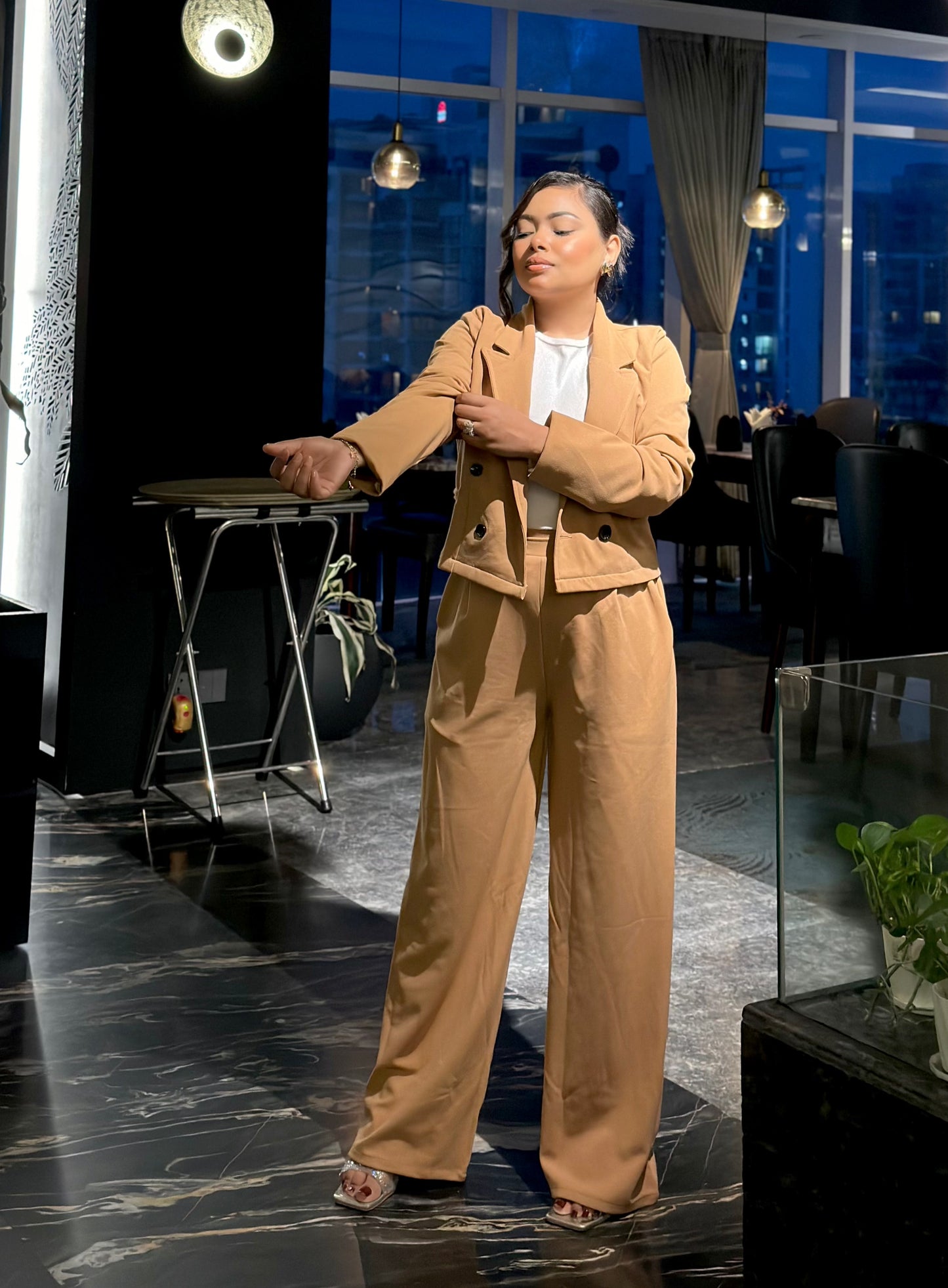 Ladies Crop Brown Blazer Set || Fashionable Blazer Suit || Women Blazer