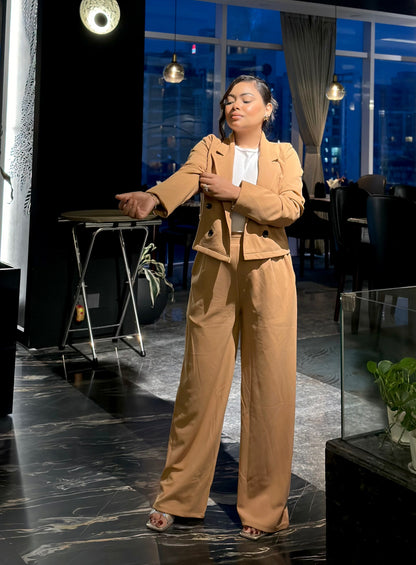 Ladies Crop Brown Blazer Set || Fashionable Blazer Suit || Women Blazer