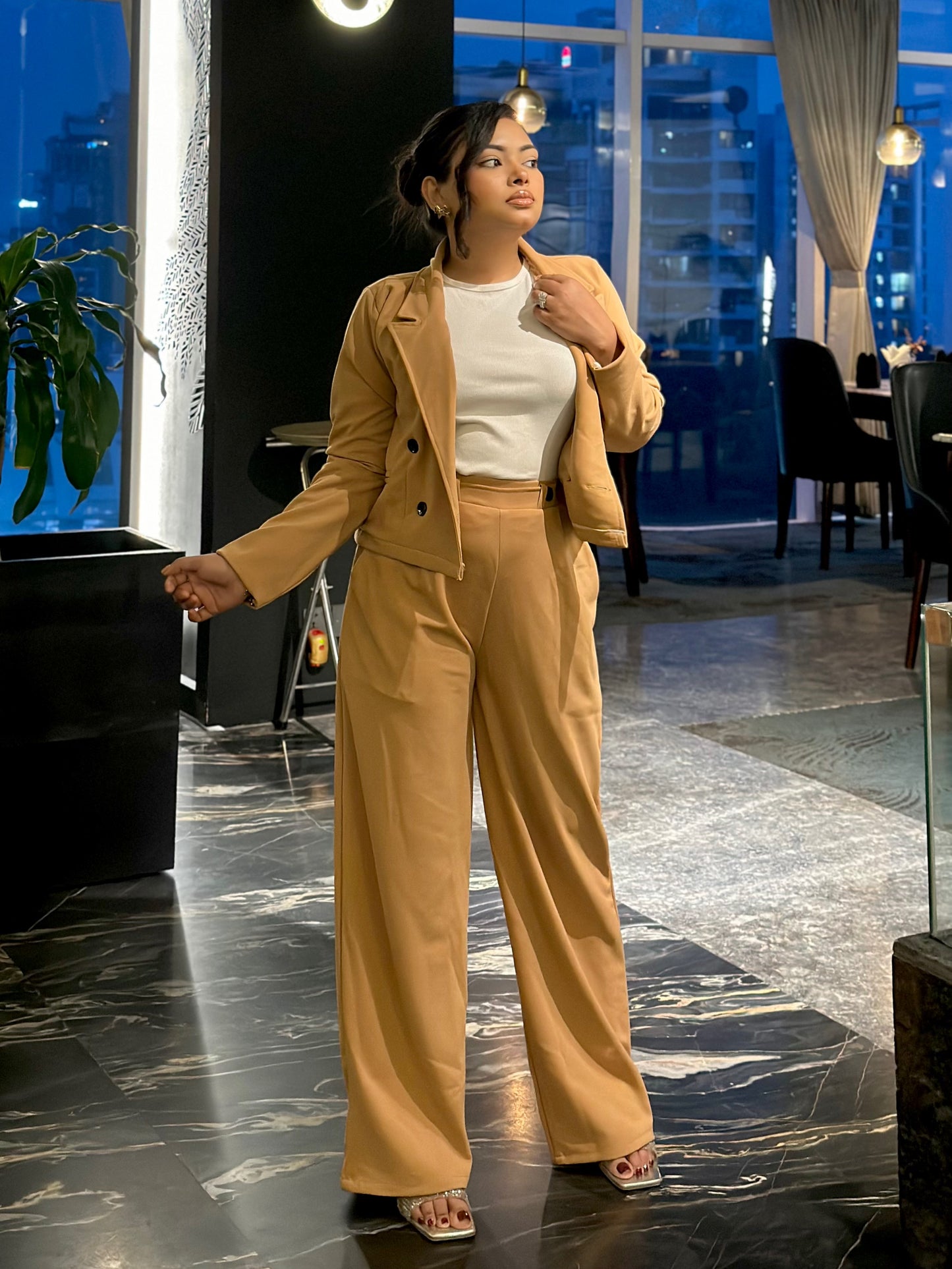 Ladies Crop Brown Blazer Set || Fashionable Blazer Suit || Women Blazer