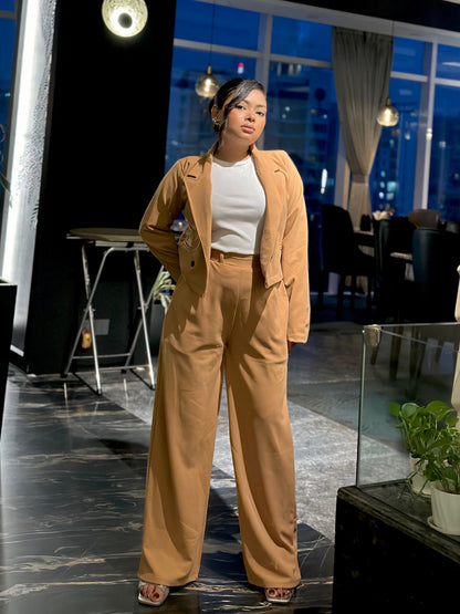 Ladies Crop Brown Blazer Set || Fashionable Blazer Suit || Women Blazer