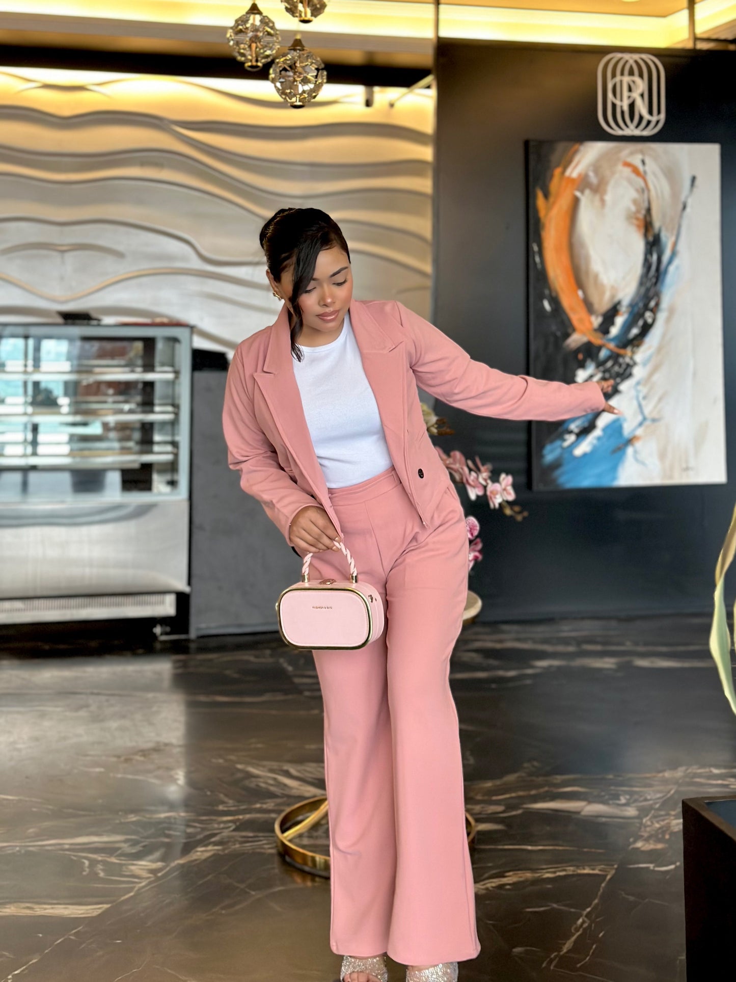 Ladies Crop Pink Pookie Blazer Set || Fashionable Blazer Suit || Women Blazer