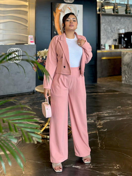 Ladies Crop Pink Pookie Blazer Set || Fashionable Blazer Suit || Women Blazer