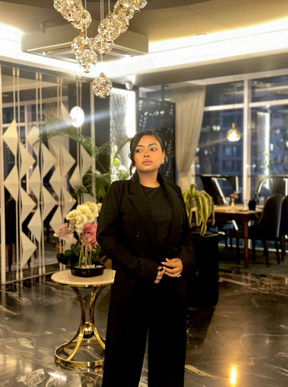 Ladies Crop Black Blazer Set || Fashionable Blazer Suit || Women Blazer