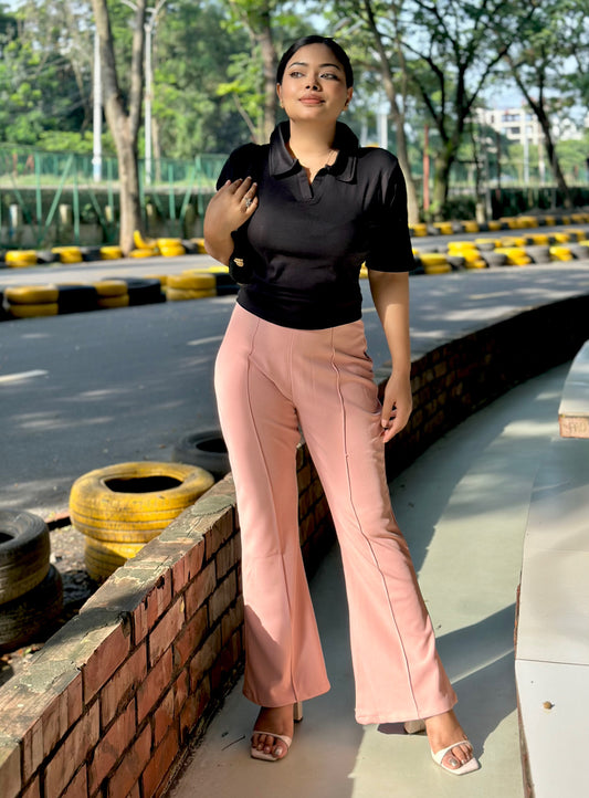Women's Flared Pants || Ladies Flare Pant || Light Pink