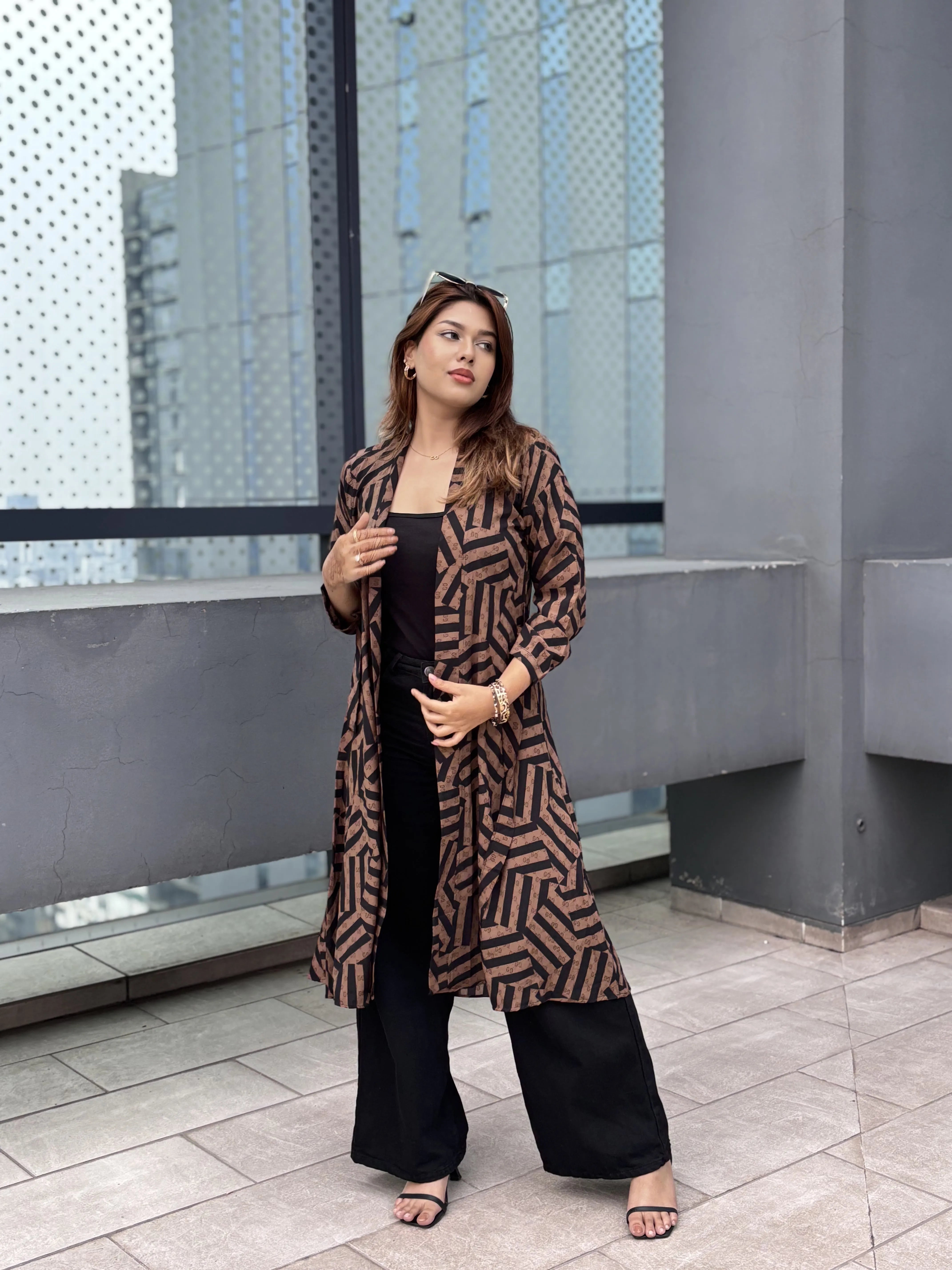 Premium Long Shrug for Women In Brown Colour || Trendy Buzz
