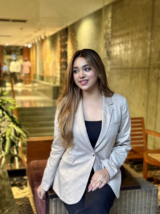 Semi-Fit Beige Formal Blazer for Women | Women’s Blazer | TrendyBuzz Bangladesh