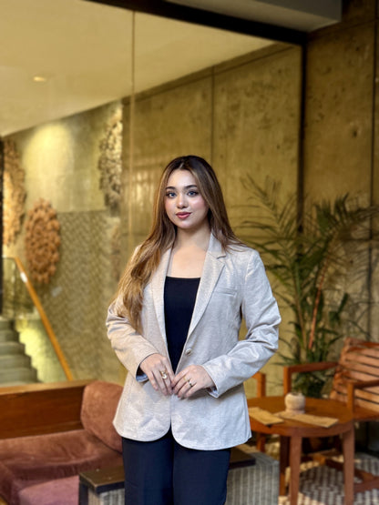 Semi-Fit Beige Formal Blazer for Women | Women’s Blazer | TrendyBuzz Bangladesh