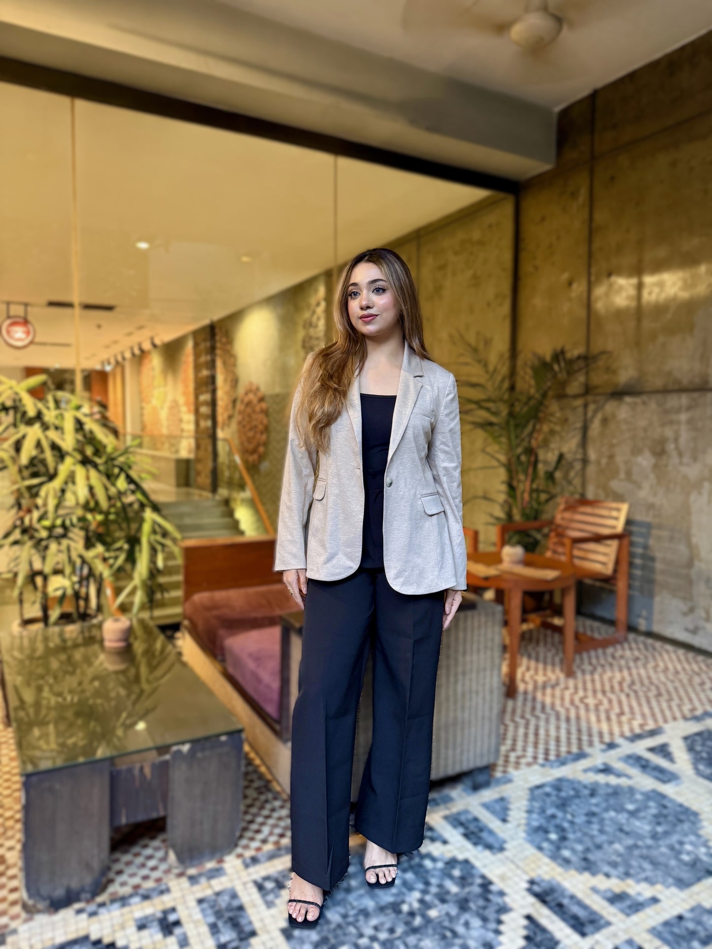 Semi-Fit Beige Formal Blazer for Women | Women’s Blazer | TrendyBuzz Bangladesh