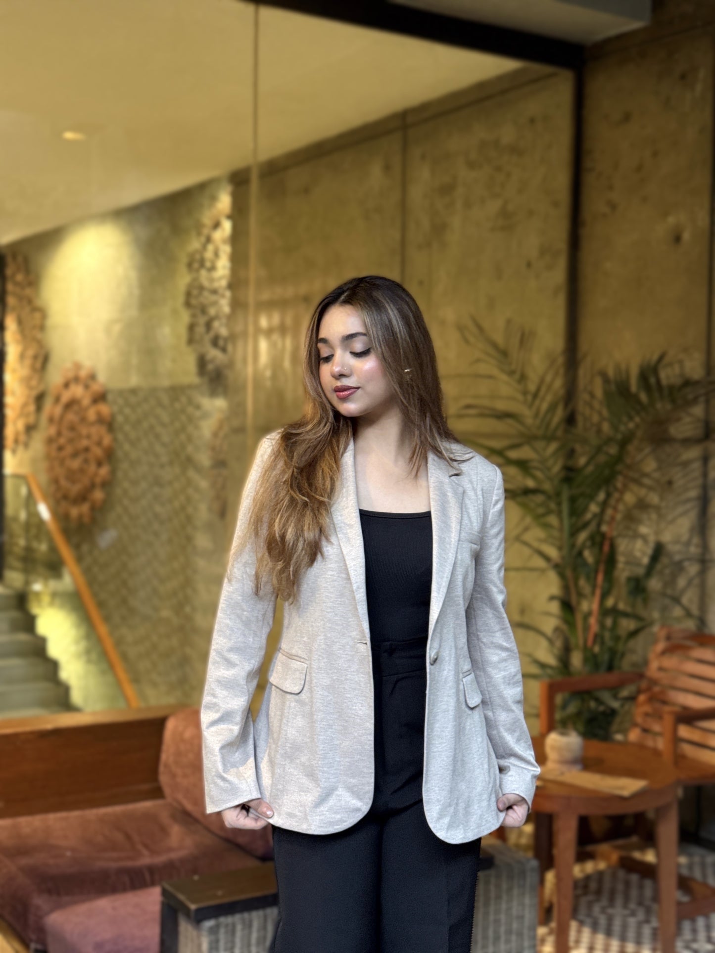 Semi-Fit Beige Formal Blazer for Women | Women’s Blazer | TrendyBuzz Bangladesh