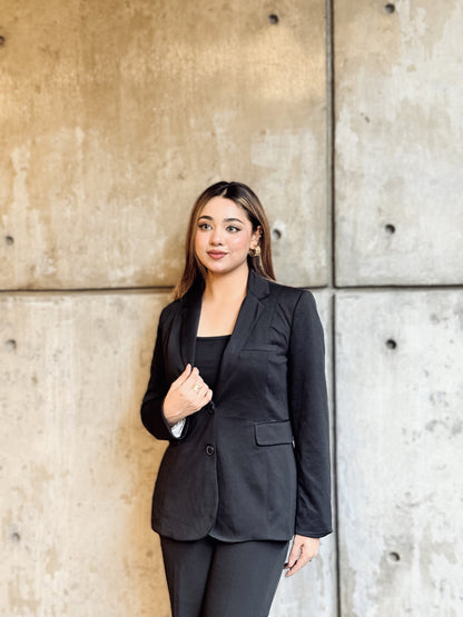 Semi-Fit Black Formal Blazer for Women | Women’s Black Blazer | TrendyBuzz Bangladesh