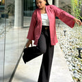 Misty Pink solid short kimono for women in premium crinkle crepe popcorn fabric