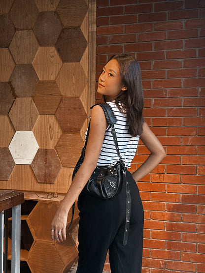 Ladies Tank Top – Stylish Sleeveless Casual Wear || Black & White Stripe