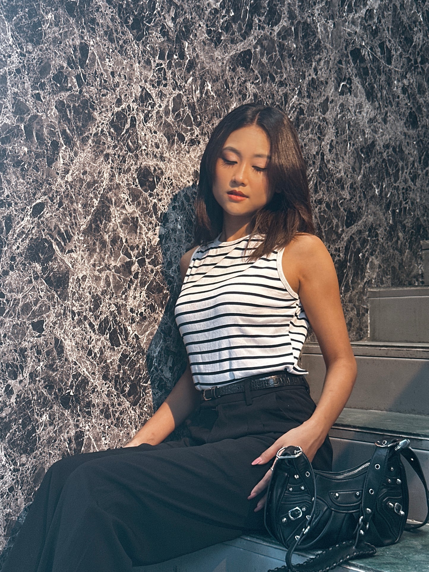 Ladies Tank Top – Stylish Sleeveless Casual Wear || Black & White Stripe