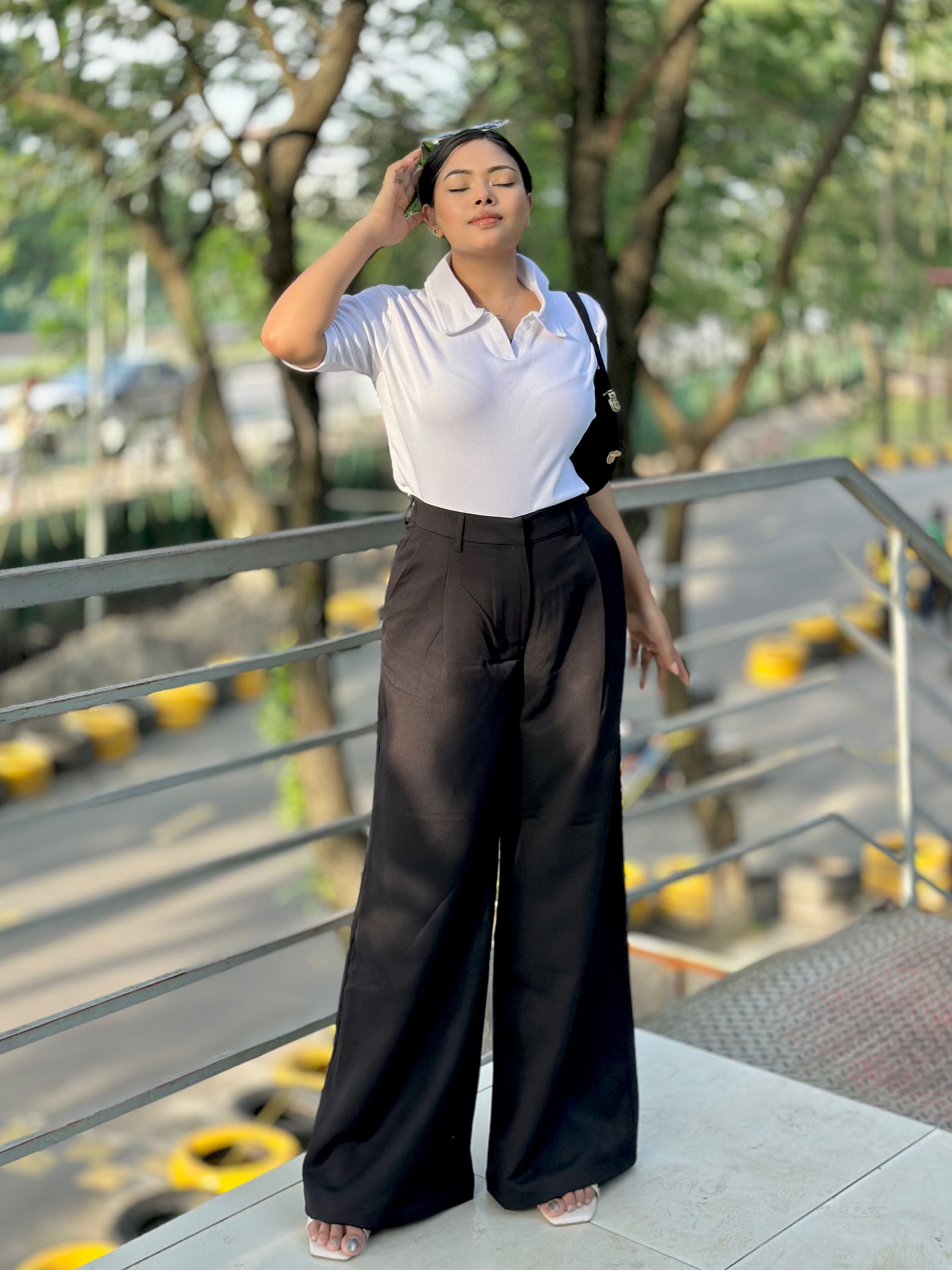 Ladies Wide Leg Loose Fit Formal Pant – Elegant Office & Business Wear | ( Black )