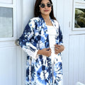 Ocean Mist - Blue & White Tie-Dye Elegant  Long Shrug for wmen. can be style in vacation,tour,outting or more places. Buy long shrug from Trendy Buzz.