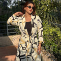 Golden Ivory Long Shrug – Abstract Elegance Printed Premium Layer for Women. Best western Fit that can be used as vacation fits, office days, summer hot days or more.Trendy Buzz.