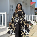 Earthline Black Printed Long Shrug – Premium Abstract Statement Layer for Women that can be used for Vacation days,Office busy days or Uni Fits in BD. Long Shrug that Defines your beauty. Trendy Buzz.