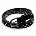Women's Studded stone Skinny Belt in Black