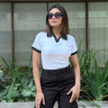 Contrast Polo T-Shirt || White